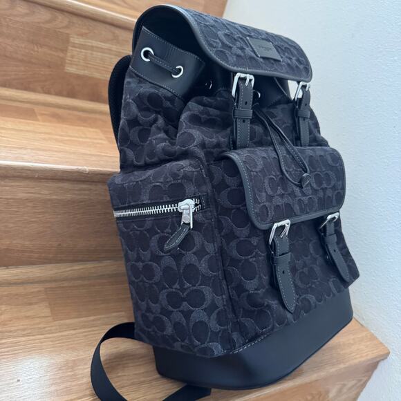Coach Sprint Backpack In Signature Denim Men’s Style No. CAJ57 In Black - Picture 2 of 9